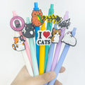 Stylo à bille Macaron chat 9 pièces - Fournitures de bureau mignonnes et amusantes