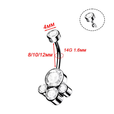 Piercing nombril en titane avec zircon - Design élégant