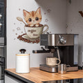 Autocollant mural chat tasse de café - Décoration murale pour cuisine et restaurant