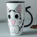 Mug en céramique chat avec couvercle - 600ml