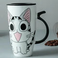 Mug en céramique chat avec couvercle - 600ml