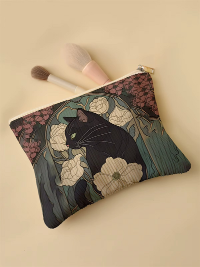 Trousse de maquillage en velours côtelé pour femmes