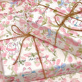 Papier Cadeau Chat et Fleurs
