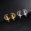 Skyrim – Boucles d'oreilles lune chat en acier inoxydable pour femmes et filles