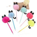 Stylo à bille peluche chat avec pompon