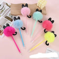 Stylo à bille avec pompon chat en peluche coloré - Fournitures scolaires et bureau