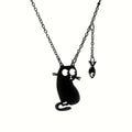 Collier Pendentif Petit Chat Noir en Acier Inoxydable