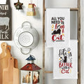 Lot de 2 Torchons de Cuisine Motif Chat 40x60 cm