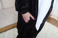 Kigurumi Onesie Chat Noir et Blanc en Flanelle - Costume Animal pour Adultes