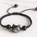Bracelet tressé chat porte-bonheur rouge - Bijou ajustable pour femmes
