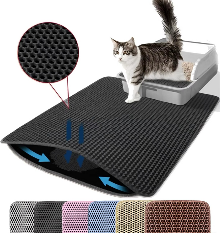 Tapis Antiglisse pour Litière de Chat - Grande Taille