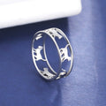 Bague Chat Creuse en Acier Inoxydable Argenté pour Femme - Idée Cadeau Anniversaire et Mariage