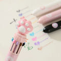 Stylo à bille Patte de Chaton 10 en 1 - 1 pièce, encre colorée - Fournitures scolaires Kawaii pour enfants