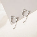 Boucles d'oreilles chat creux simples et mignonnes en argent hypoallergénique pour femmes et adolescentes