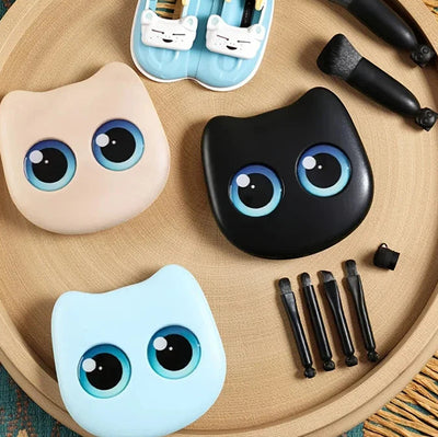 Set de 6 pinceaux de maquillage de voyage avec miroir