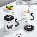 Tasse en céramique chat cartoon avec couvercle – Cadeau d'anniversaire unique