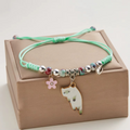 Bracelet en émail Chat Fleuri