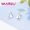 Boucles d'oreilles chat en argent 925 avec zircone cubique