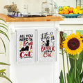 Lot de 2 Torchons de Cuisine Motif Chat Mignon - 40x60 cm