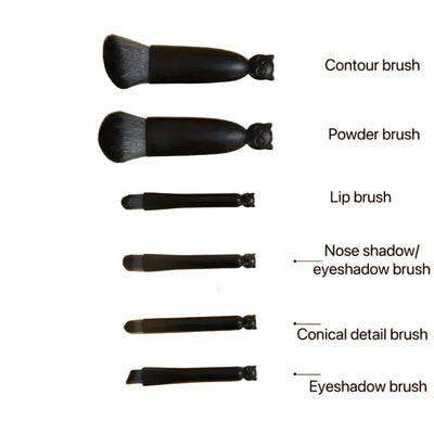 Set de 6 pinceaux de maquillage de voyage avec miroir