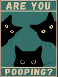 Affiche drôle de chat noir lisant le journal