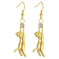 Boucles d'oreilles en forme de chat avec zirconium
