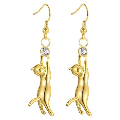 Boucles d'oreilles en forme de chat avec zirconium