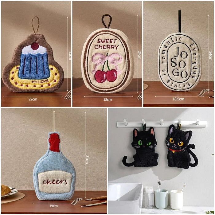 Serviette à main en forme de chat noir absorbante
