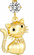 Anneau de nombril chat en titane doré