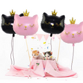 Ballons en forme de chat rose ou noir- Décoration festive