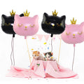 Ballon Couronne Rose en Aluminium pour Chat - Décoration Anniversaire