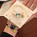 Bracelets porte-bonheur FU bleu grand œil chat noir - Ensemble tressé pour couples