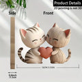 Sculpture Couple de Chatons en Bois 2D - Décoration Charme pour Maison et Bureau