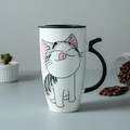 Mug en céramique chat avec couvercle - 600ml