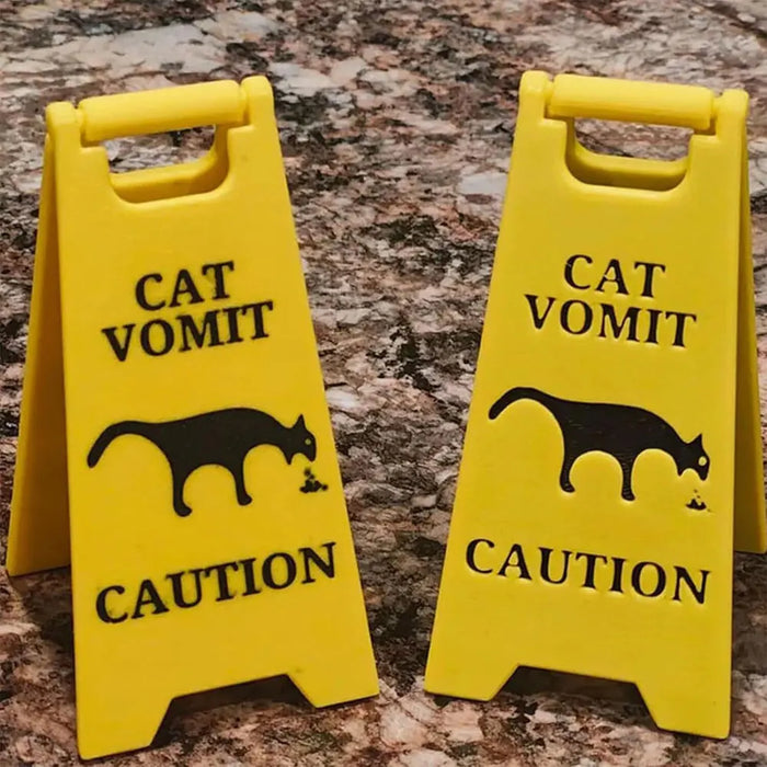Nouveau Signe Drôle de Vomissement de Chat - Cadeau Jaune Vif