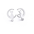 Boucles d'oreilles en acier inoxydable chat et lune
