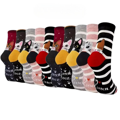 Chaussettes confortables avec motifs de chats - lot de 5 paires