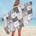 Serviette de plage en microfibre pour enfants chat noir et blanc