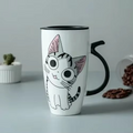 Mug en céramique chat avec couvercle - 600ml
