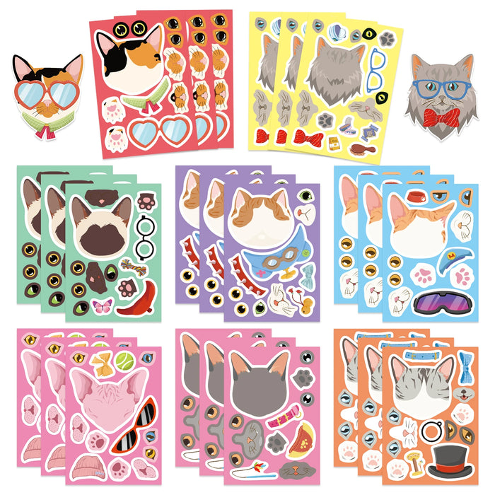 Puzzle autocollants tête de chat - 8/16/24 pièces pour décoration