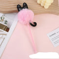 Stylo à bille avec pompon chat en peluche coloré - Fournitures scolaires et bureau