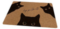 Tapis de porte en polyester avec chat noir - Lavable en machine