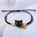 Bracelets en perles de chat noir à grands yeux