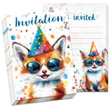 12 Invitations d'anniversaire chaton mignon motif aquarelle
