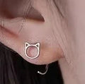 Boucles d'oreilles en forme de chat en argent