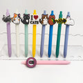 Stylo à bille Macaron chat 9 pièces - Fournitures de bureau mignonnes et amusantes