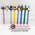 Stylo à bille Macaron chat 9 pièces - Fournitures de bureau mignonnes et amusantes