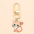 Porte-clés Chat Kawaii Émail Coeur - Accessoire Bijoux pour Femmes et Hommes