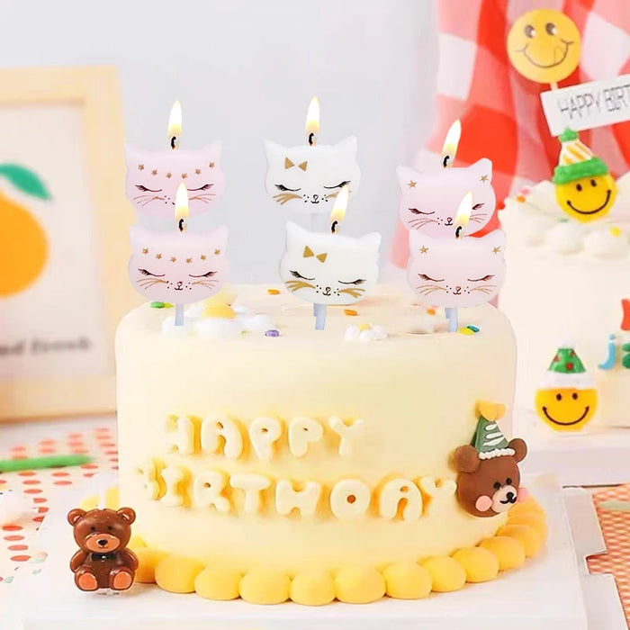 Bougie de fête créative en forme de chat mignon pour enfants - Décoration de gâteau d'anniversaire