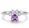 Bague Vintage en Opale avec Cœur et Cristaux